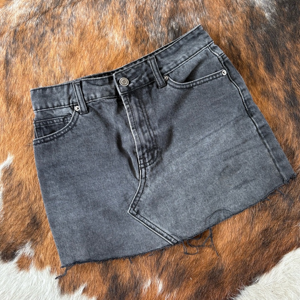 Gray Denim Mini Skirt